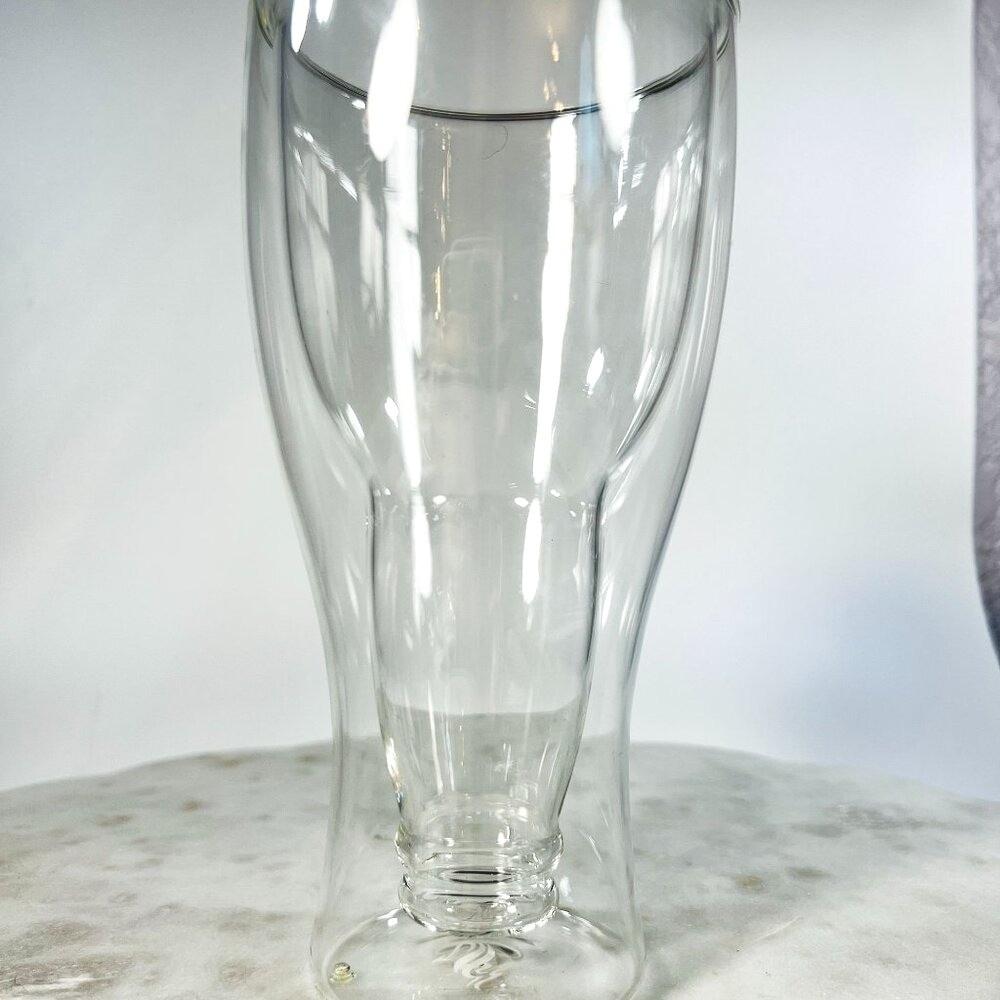 Upside Down Double Walled Insulated Clear Glass Beer Mug Keep it Cool 7"‎